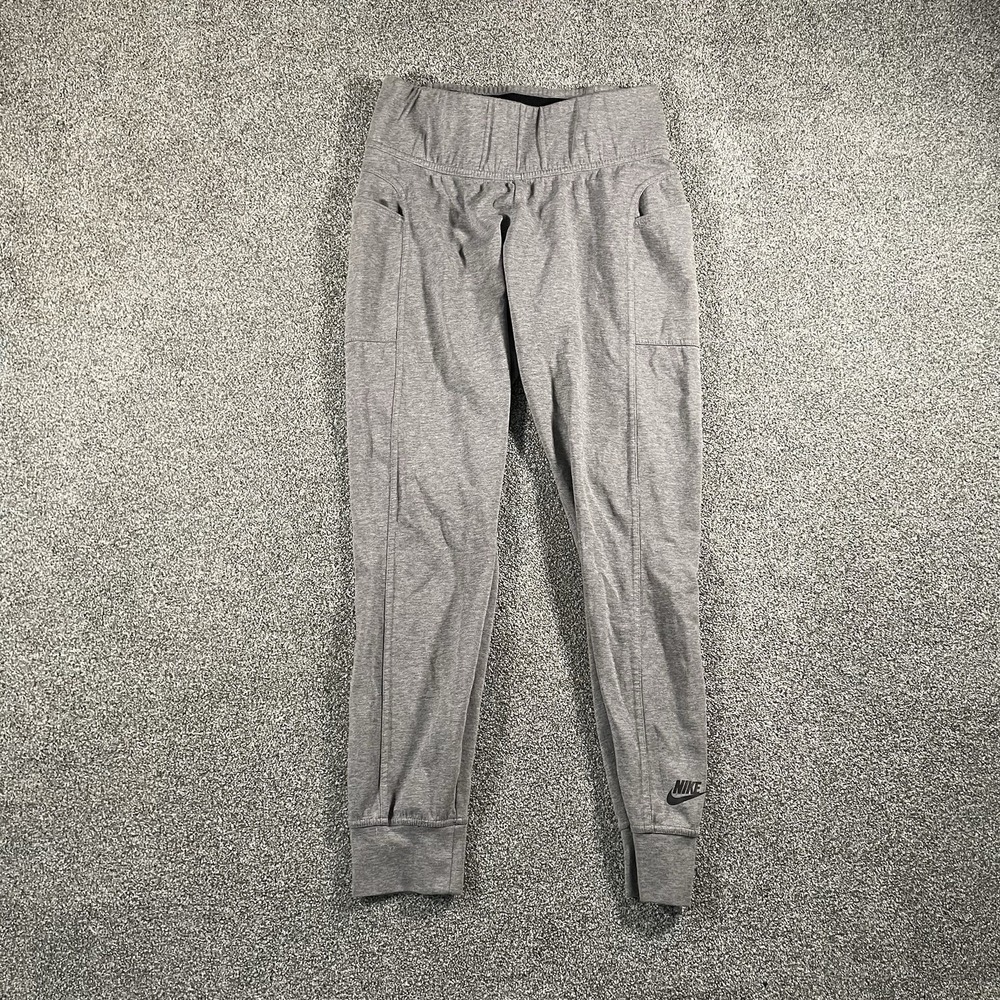Nike Gray Jogger Sweatpants Athletic Logo Tapered Pockets Women's Large